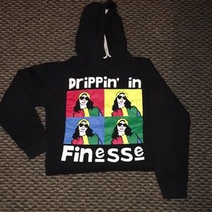 long sleeve cropped top with hood